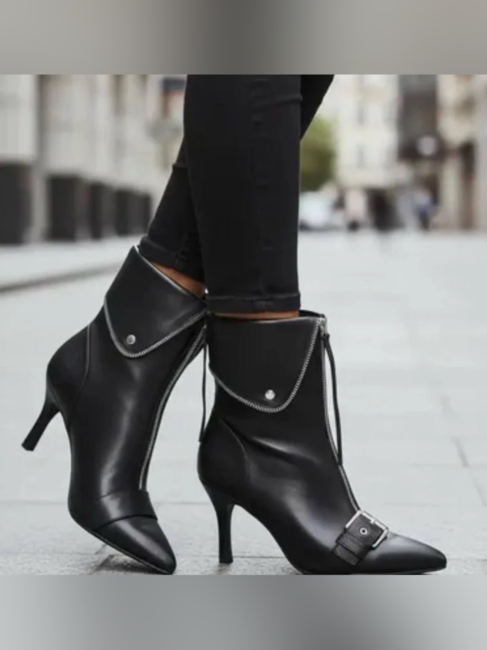 a new day Black Pointed-Toe Fold-Over Ankle Boots